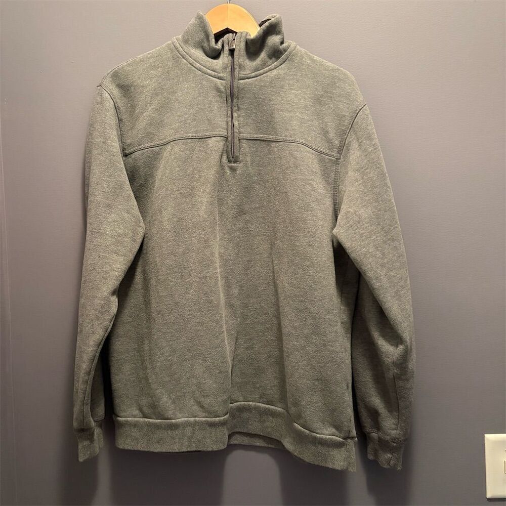 Arrow Men's XL Gray 1/4 Zip Fleece Pullover Sweatshirt Casual